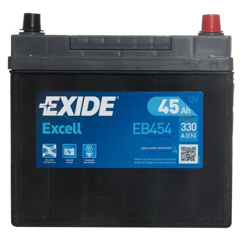 Аккумулятор Exide Excell EB454 12V 45Ah 330A R+