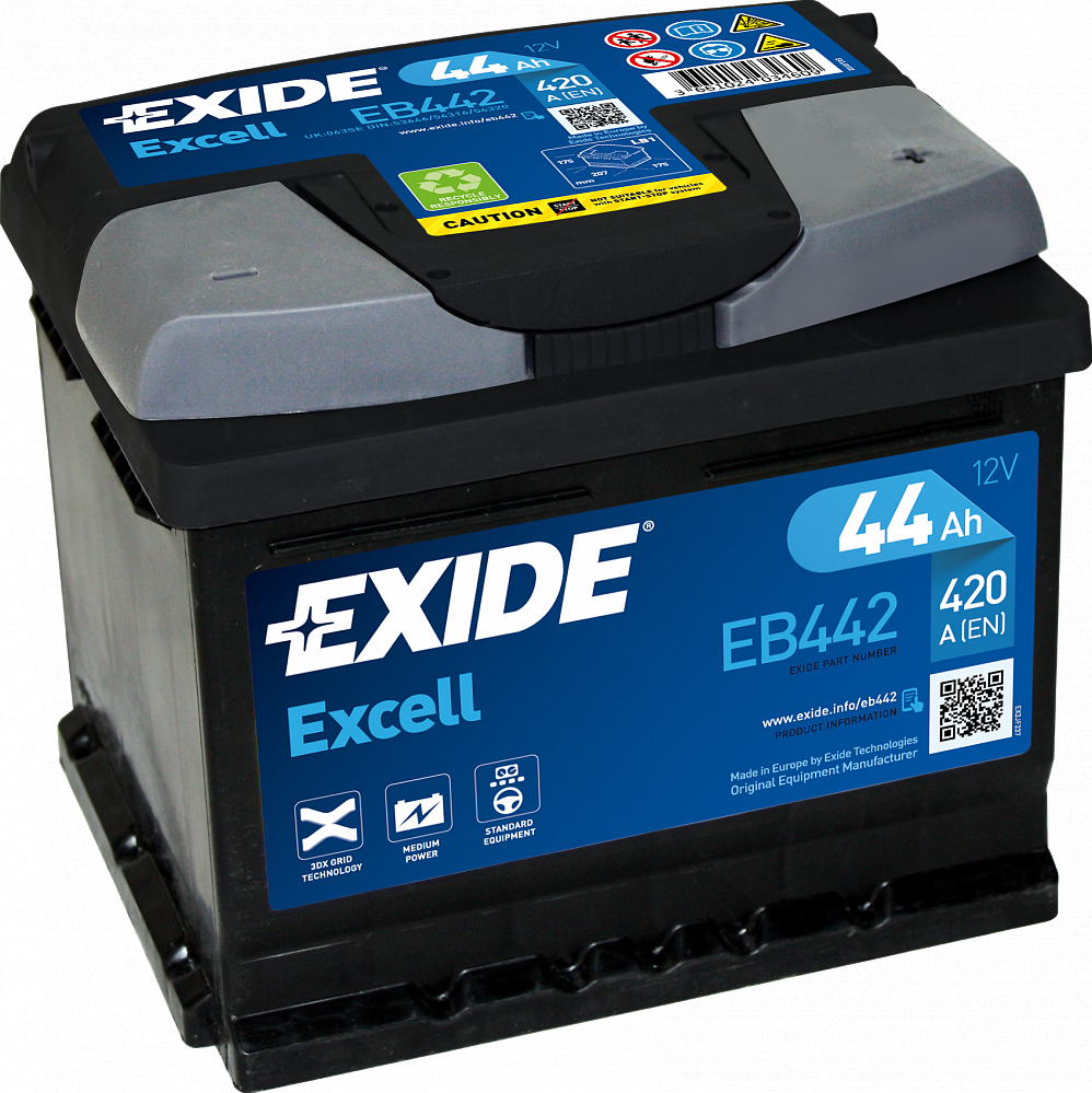 Аккумулятор Exide Excell EB442 12V 44Ah 420A R+